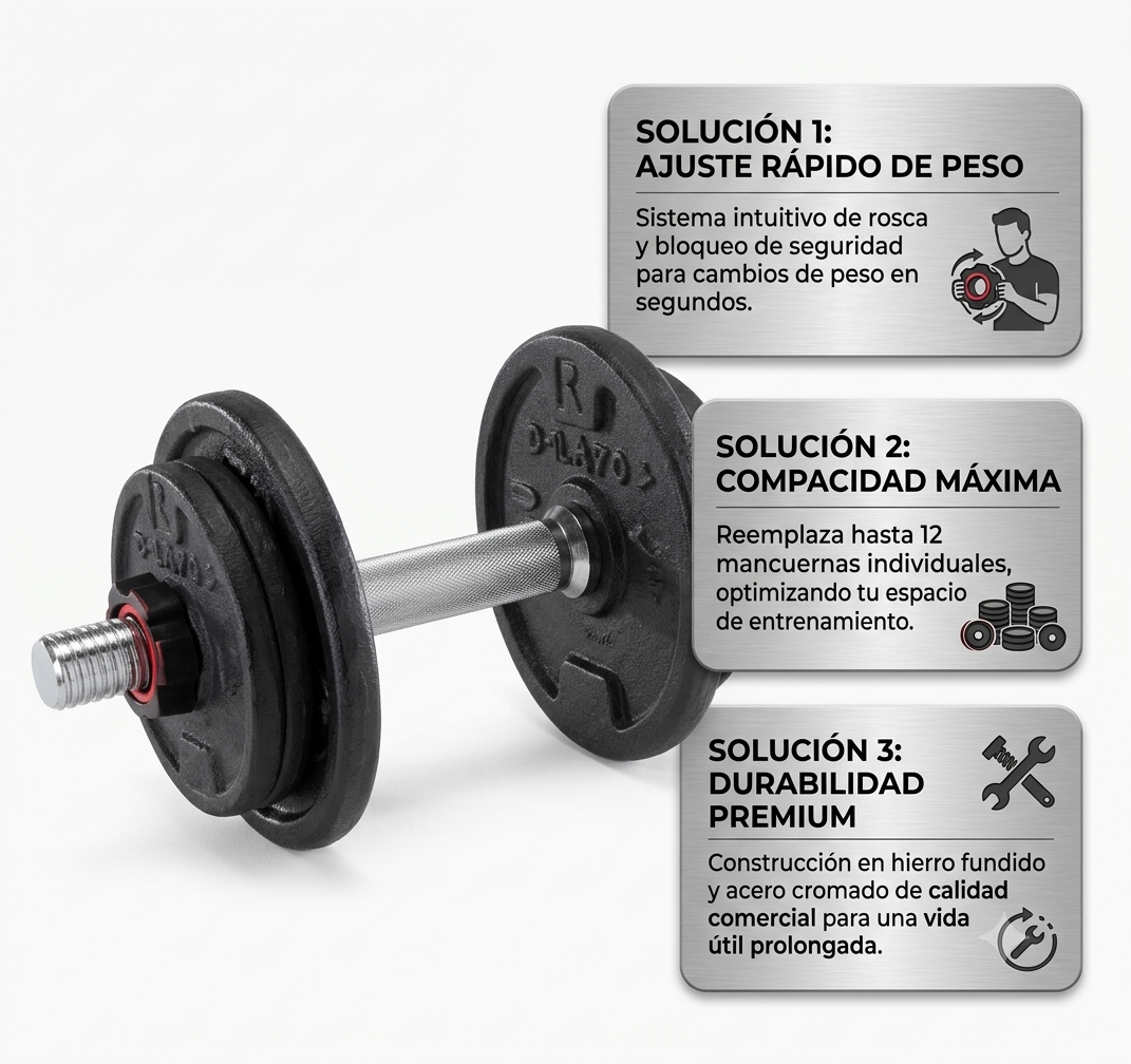 Mancuernas Premium de 10 kg  Acero antideslizante.